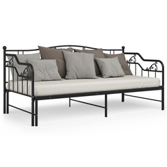 Versatile Pull-out Sofa Bed Frame Without Mattress - Black Metal, 90x200 cm