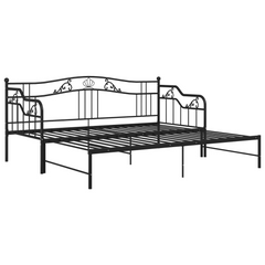 Versatile Pull-out Sofa Bed Frame Without Mattress - Black Metal, 90x200 cm