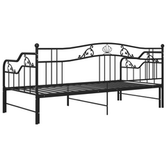 Versatile Pull-out Sofa Bed Frame Without Mattress - Black Metal, 90x200 cm