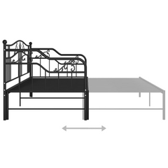 Versatile Pull-out Sofa Bed Frame Without Mattress - Black Metal, 90x200 cm