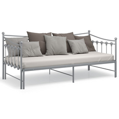 Versatile Pull-out Sofa Bed Frame without Mattress - Grey Metal, 90x200 cm