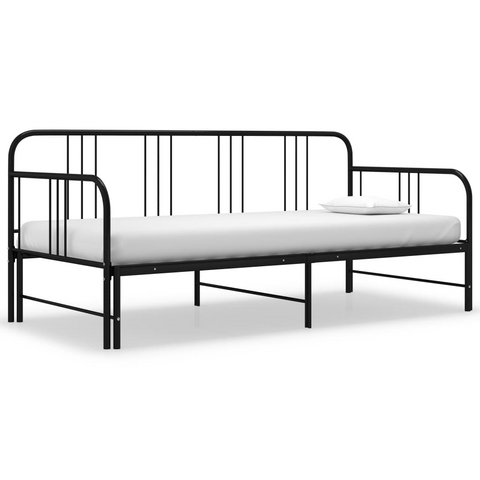 Versatile Pull-out Sofa Bed Frame without Mattress - Black Metal, 90x200 cm