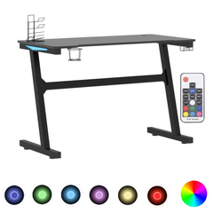 Gaming Desk LED with Z Shape Black 110x60x75 cm