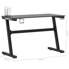 Gaming Desk LED with Z Shape Black 110x60x75 cm