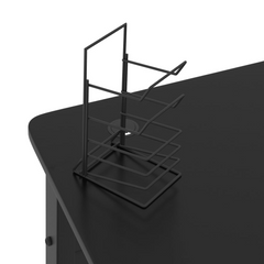 Ergonomic Gaming Desk with K-Shape Legs in Black - 110x60x75 cm, with Earphone Rack and Cup Holder