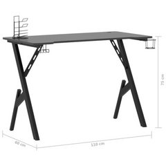 Ergonomic Gaming Desk with Y-Shape Legs, Black – 110x60x75 cm | Ultimate Comfort & Stability for Gamers