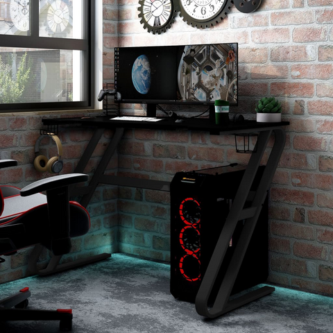 Gaming Desk with ZZ Shape Legs Black