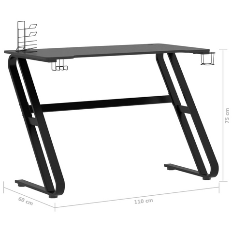 Gaming Desk with ZZ Shape Legs Black