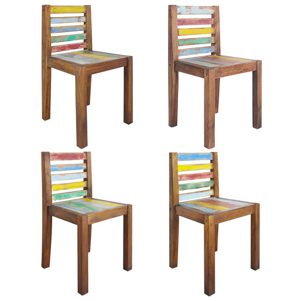 Dining Chairs 4 pcs - Solid Reclaimed Wood, Eco-Friendly, Vintage-Style Charm