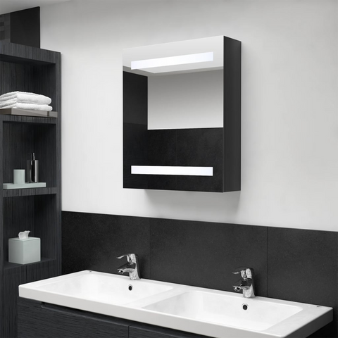 LED Bathroom Mirror Cabinet Shining Black 50x14x60 cm