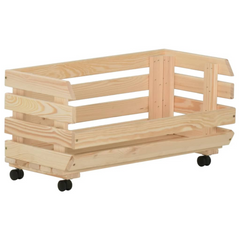 Vegetable Trolley - 57x30x80 cm Solid Pinewood, Rustic Wooden Kitchen Cart with Rolling Casters