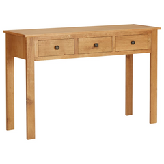 Solid Oak Wood Dressing Table - 110x40x75 cm with Three Drawers for Elegant Storage