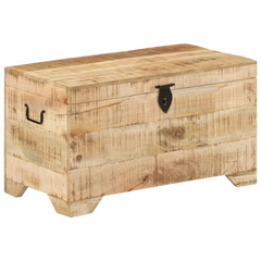 Storage Chest Solid Rough Mango Wood - Retro Style, Ample Storage Space