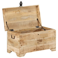 Storage Chest Solid Rough Mango Wood - Retro Style, Ample Storage Space