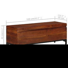 Rustic Storage Trunk - 110x35x41 cm, Solid Acacia Wood, Versatile Coffee Table and Storage Solution