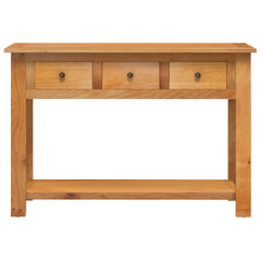 Elegant Console Table - 110x35x75 cm | Solid Oak Wood | 3 Drawers & Shelf | Sturdy & Stylish