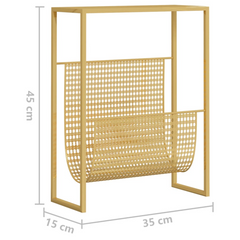 Stylish Gold Magazine Rack – Durable Steel, 35x15x45 cm – Versatile Book Organizer & Home Decor