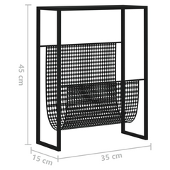 Black Steel Magazine Rack - Stylish & Durable Book Organizer 35x15x45 cm