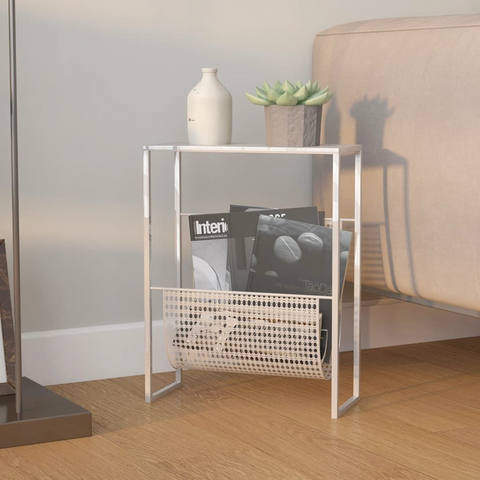 Silver Steel Magazine Rack - Durable Storage Solution, 35x15x45 cm