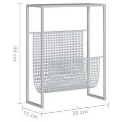 Silver Steel Magazine Rack - Durable Storage Solution, 35x15x45 cm