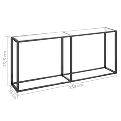 Transparent Console Table - Sleek 180x35x75.5cm Tempered Glass with Sturdy Steel Frame