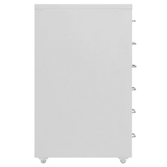 Mobile File Cabinet - Durable Grey Metal, 6 Drawers, 28x41x69 cm, with Wheels