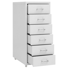 Mobile File Cabinet - Durable Grey Metal, 6 Drawers, 28x41x69 cm, with Wheels