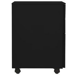 Mobile File Cabinet - Black Steel, 3 Drawer, Lockable, Portable - 39x45x60 cm