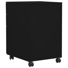 Mobile File Cabinet - Black Steel, 3 Drawer, Lockable, Portable - 39x45x60 cm