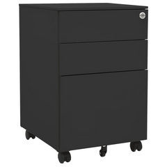 Mobile File Cabinet - Anthracite Steel, 3 Drawers, Lockable, 39x45x60 cm, Ideal for Office Organization