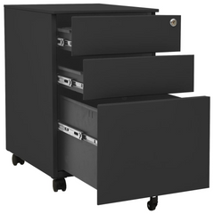 Mobile File Cabinet - Anthracite Steel, 3 Drawers, Lockable, 39x45x60 cm, Ideal for Office Organization