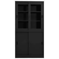 Durable Anthracite Office Cabinet with Sliding Doors 90x40x180 cm - Steel Construction