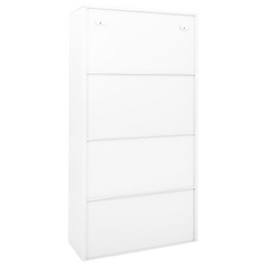 White Office Cabinet with Sliding Doors, Steel Frame, 90x40x180 cm - Secure & Sturdy Storage Solution