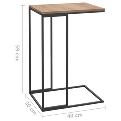 Stylish C-Shaped Side Table Black 40x30x59 cm | Durable Engineered Wood & Iron Construction