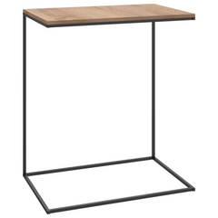 Elegant Black C-Shaped Side Table | 55x35x66 cm | Engineered Wood & Iron