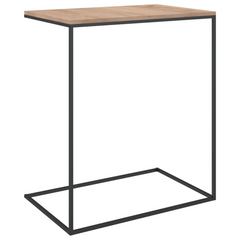 Elegant Black C-Shaped Side Table | 55x35x66 cm | Engineered Wood & Iron