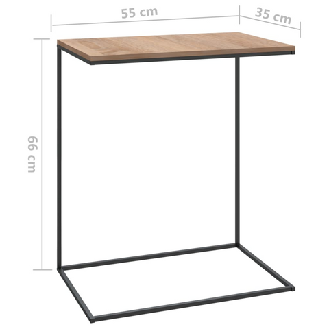 Elegant Black C-Shaped Side Table | 55x35x66 cm | Engineered Wood & Iron