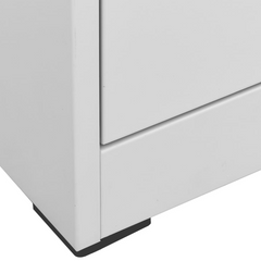 Light Grey Steel Filing Cabinet with 4 Drawers and Lock - 46x62x133 cm