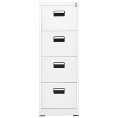 Steel Filing Cabinet – Modern White, 4 Drawers, Lockable, 46x62x133 cm – Durable Office Storage