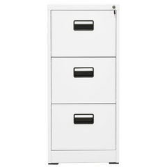 Modern Steel Filing Cabinet - White, 46x62x102.5 cm, Durable and Spacious with 3 Drawers and Lock