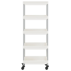 5-Tier Kitchen Trolley, White, 42x29x128 cm, Sturdy Iron and Durable ABS, Mobile Storage Cart with Wheels and Brakes - Ideal for Kitchen, Bathroom, Office Organization