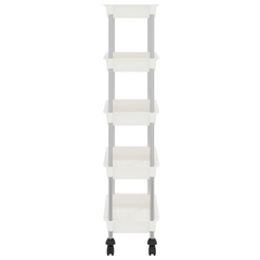 5-Tier Kitchen Trolley, White, 42x29x128 cm, Sturdy Iron and Durable ABS, Mobile Storage Cart with Wheels and Brakes - Ideal for Kitchen, Bathroom, Office Organization