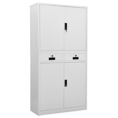 Steel Office Cabinet with Lock | Light Grey 90x40x180 cm | Durable & Secure Filing Storage Solution