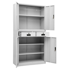 Steel Office Cabinet with Lock | Light Grey 90x40x180 cm | Durable & Secure Filing Storage Solution