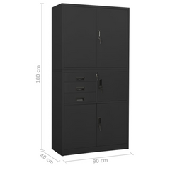 Office Cabinet Anthracite Steel 90x40x180 cm - Durable Storage Solution for Organized Workspace