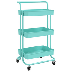 3-Tier Kitchen Trolley in Turquoise - 42x35x85 cm, Durable Iron and ABS Construction