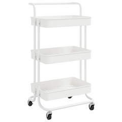 3-Tier Kitchen Trolley White - 42x35x85 cm | Iron and ABS | Kitchen Storage Cart