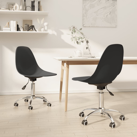 Set of 2 Swivel Dining Chairs in Light Grey - Height Adjustable, Ergonomic Design, Easy-to-Clean PP Material