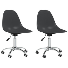 Set of 2 Swivel Dining Chairs in Light Grey - Height Adjustable, Ergonomic Design, Easy-to-Clean PP Material