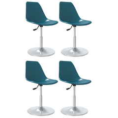 Swivel Dining Chairs Set of 4 - Adjustable, Ergonomic, Turquoise PP with Chromed Metal Base